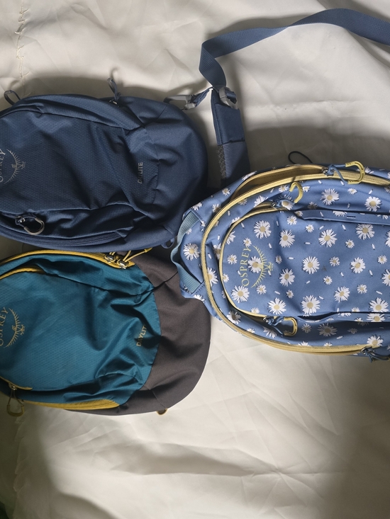 OSPREY Handbags - OSPREY Blue Teal Print Crossbody Sling with Yellow Trim Left